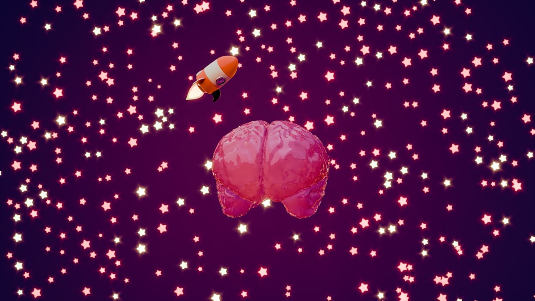 Rocket ship blasts off from a brain in space
